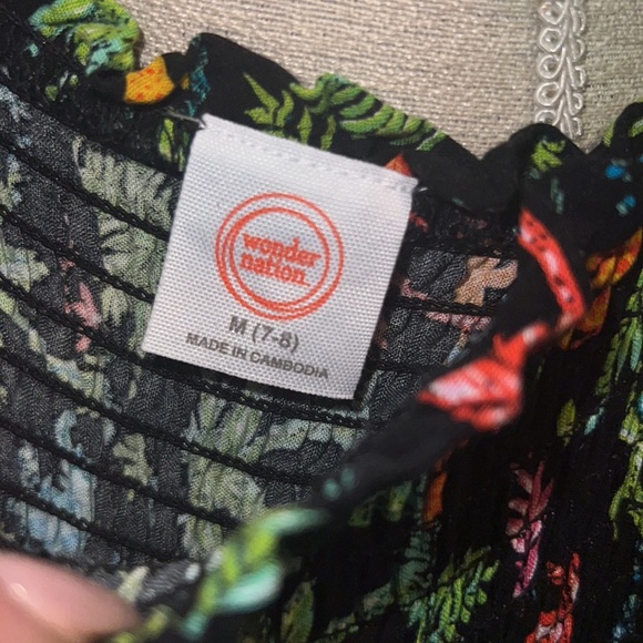 Wonder Nation black & colorful safari palm tree animals long dress Medium (7-8)​ - Picture 4 of 8